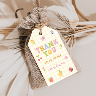 Fun Colorful Gingham Girl Birthday Gift Tags