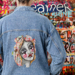 Fun Colorful Girl Woman Whimsical Quirky Artsy Denim Jacket