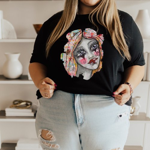 Fun Colorful Girl Woman Whimsical Quirky Artsy  Plus Size T_Shirt