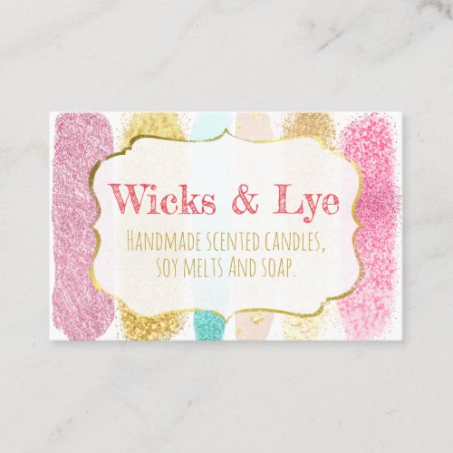 Fun Colorful Glitter Soap Candle Soy Wax Melt Business Card