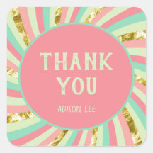 Fun Colorful Gold Pink Small Business Thank You