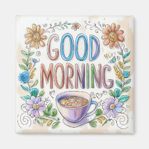 Fun Colorful Good Morning Fridge Magnet