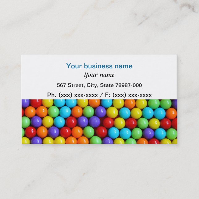Fun colorful gumball business card. business card (Front)