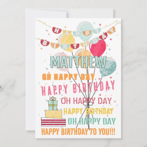 Fun Colorful Happy Birthday Balloons Card