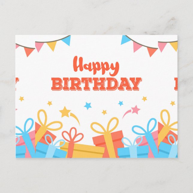 Fun Colorful Happy Birthday Postcard (Front)