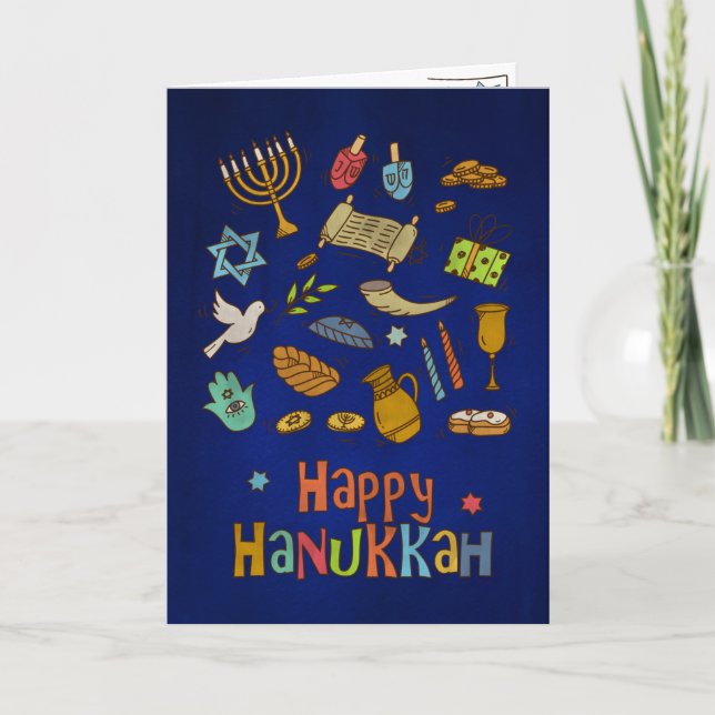 Fun Colorful Happy Hanukkah  Card (Front)