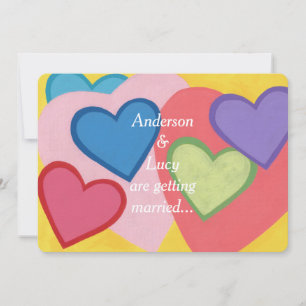 Fun Colorful Hearts Custom Wedding Invites