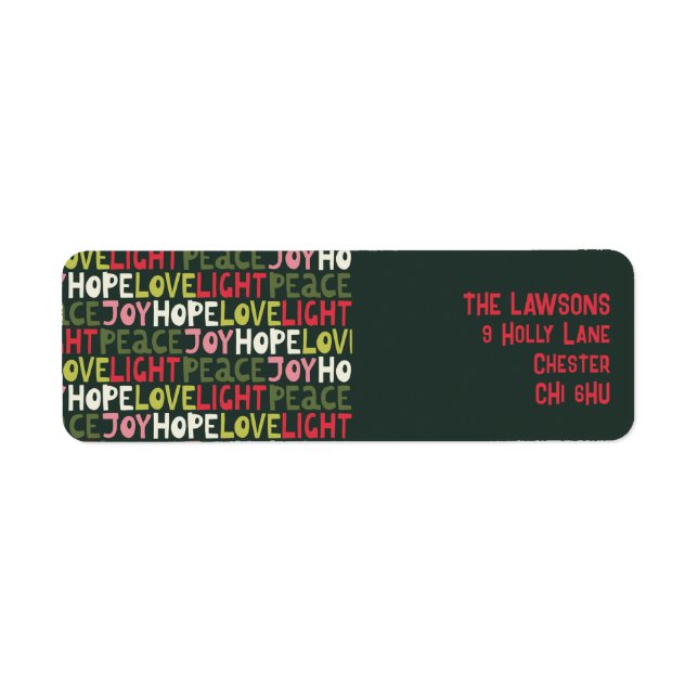 Fun Colorful Holiday Lettering Pattern Label (Front)