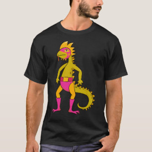 Fun Colorful Iguana Luchador Wrestler Sketch Drawi T-Shirt