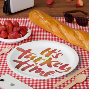 Fun Colorful It is Turkey Time Thanksgiving Dinner Paper Plates