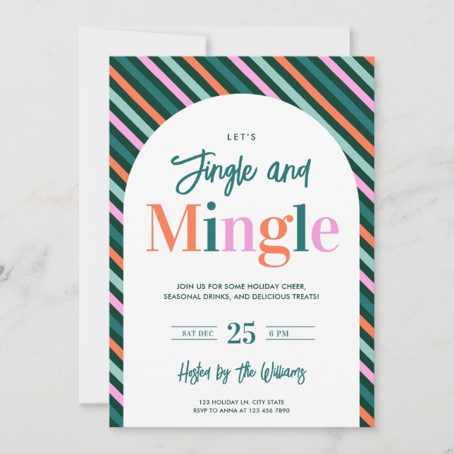 Fun Colorful Jingle Mingle Christmas Holiday Party (Front)