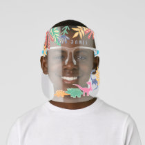 Fun Colorful Jungle Prehistoric Dinosaur Character Kids' Face Shield