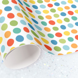 Fun Colorful Kids Polka Dot Pattern Modern Wrapping Paper