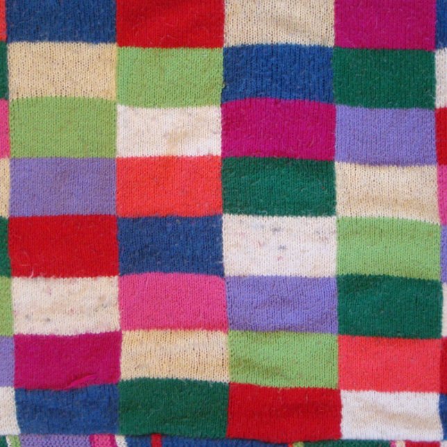 fun colorful knitted patchwork squares cottagecore mug (Creator Uploaded)