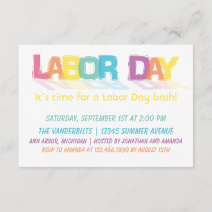 Fun Colorful Labor Day Invitation