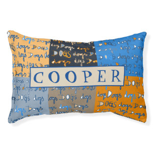 Fun colorful lettering w name dog bed