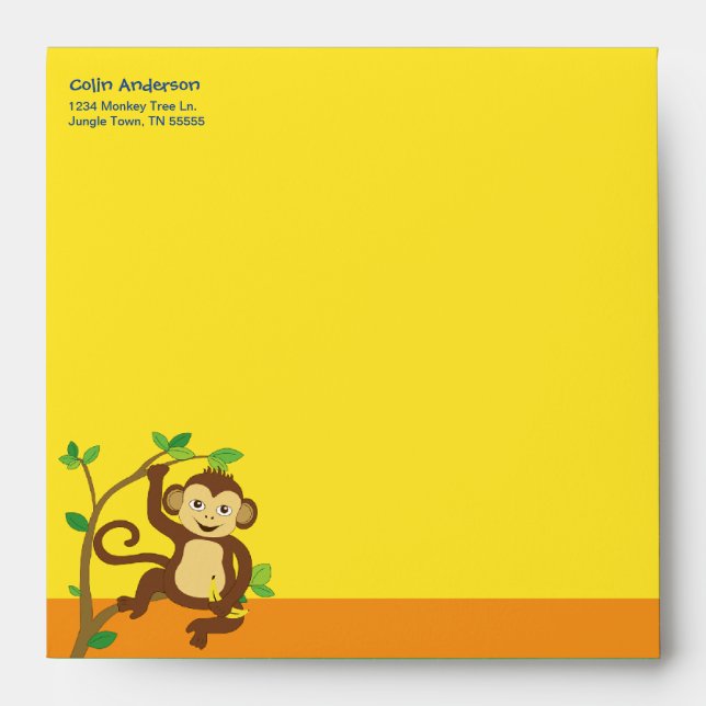 Fun Colorful Little Monkey Envelope (Front)