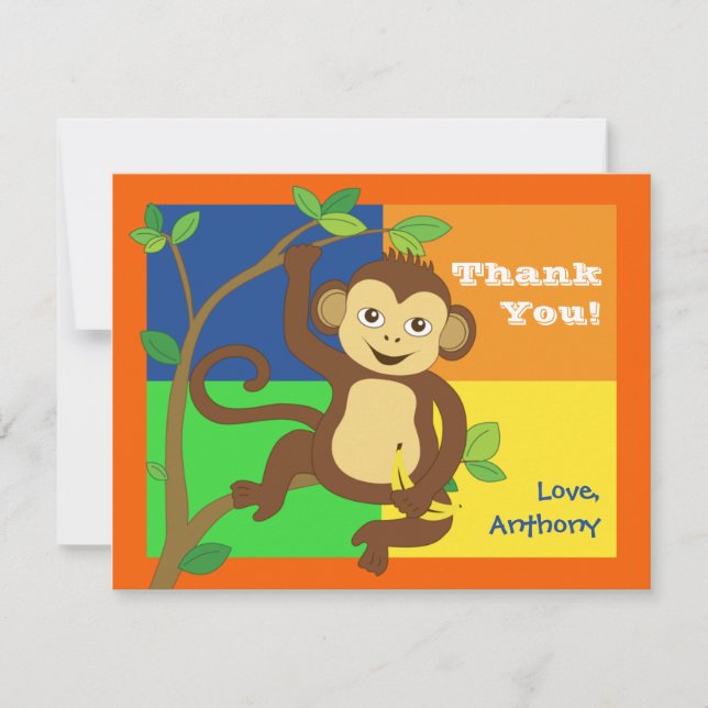 Fun Colorful Little Monkey Note Card (Front)