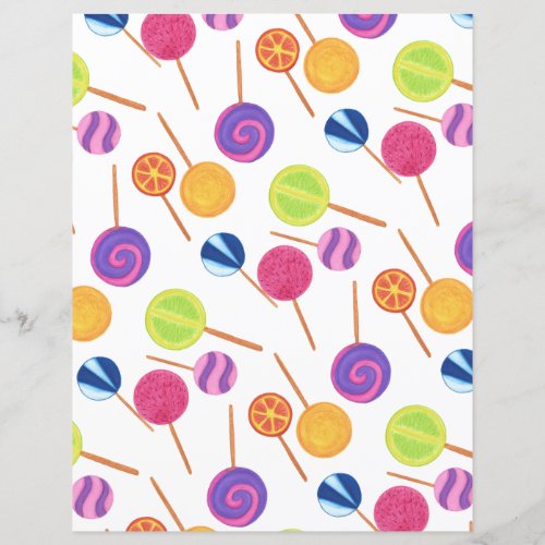 Fun Colorful Lollipops on White Scrapbook Paper