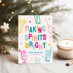 Fun Colorful Making Spirits Bright' Christmas Holiday Card<br><div class="desc">Brighten up someones Christmas with this fun modern holiday card! Design features colorful lettering that reads 'Making Spirits Bright',  framed with hand drawn cocktails and stars. Simply customize the season greeting,  name and year.</div>