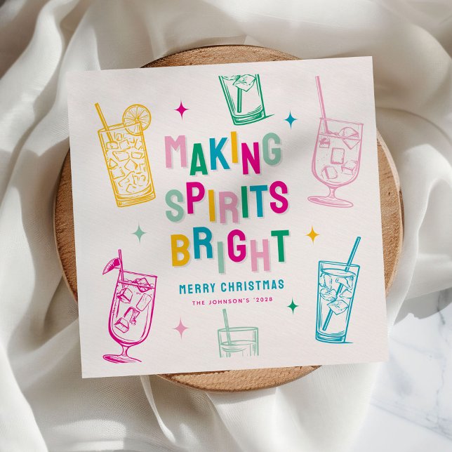 Fun Colorful Making Spirits Bright' Christmas Napkins (Creator Uploaded)
