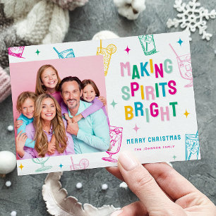 Fun Colorful Making Spirits Bright Photo Christmas Holiday Card