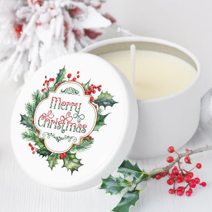 Fun Colorful Merry Christmas Holly Script Mini Candle Favors