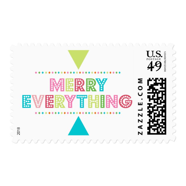 Fun Colorful Merry Everything Postage