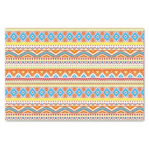 Fun Colorful Modern Hip Arsty Aztec Zigzag Pattern Tissue Paper