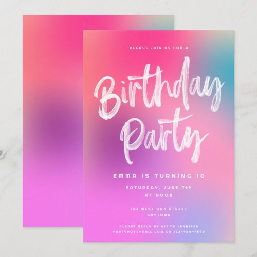 Fun Colorful Modern Kids Birthday Party Invitation