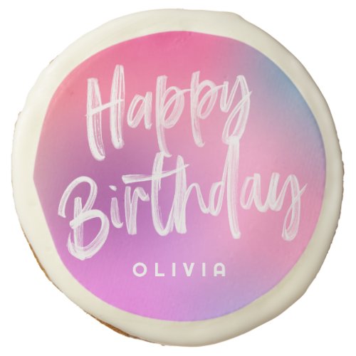 Fun Colorful Modern Pink Teen Tween Happy Birthday Sugar Cookie