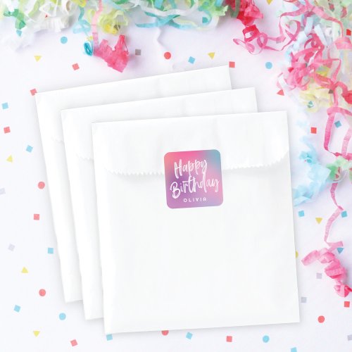 Fun Colorful Modern Sweet Sixteen Birthday Party Square Sticker