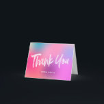 Fun Colorful Modern Teen Birthday Party Thank You<br><div class="desc">This modern thank you card features a colorful gradient background in shades of pink, aqua, and purple with white brush script "thank you" and modern typography for the name. You can also remove the gradient background and replace it with a solid color of your choosing. You can even add a...</div>