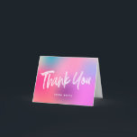 Fun Colorful Modern Teen Birthday Party Thank You<br><div class="desc">This modern thank you card features a colorful gradient background in shades of pink, aqua, and purple with white brush script "thank you" and modern typography for the name. You can also remove the gradient background and replace it with a solid color of your choosing. You can even add a...</div>