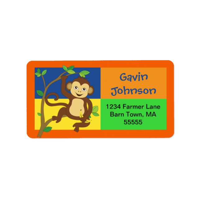 Fun Colorful Monkey Address Label (Front)