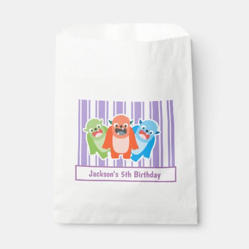 Fun Colorful Monsters Personalised kids Birthday Favor Bag