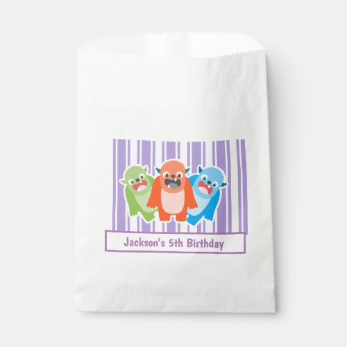 Fun Colorful Monsters Personalised kids Birthday Favor Bag