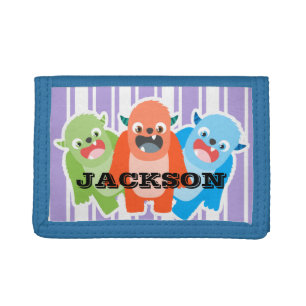 Fun Colorful Monsters Personalised Kids Trifold Wallet