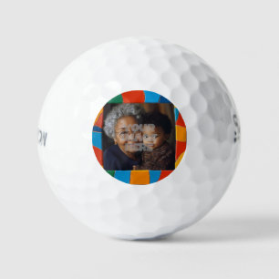Fun Colorful Mosaic Border Pattern for Your Photos Golf Balls