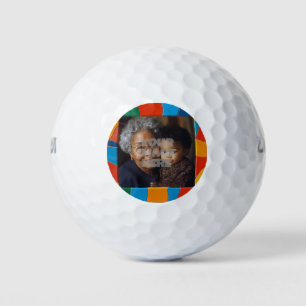 Fun Colorful Mosaic Border Pattern for Your Photos Golf Balls