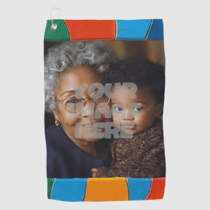 Fun Colorful Mosaic Border Pattern for Your Photos Golf Towel