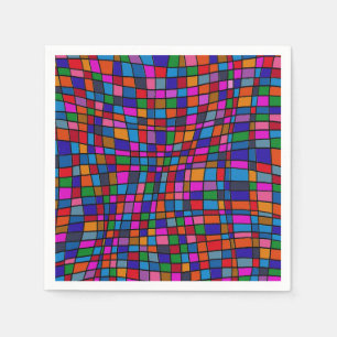 Fun Colorful Mosaic Tiles Pattern Napkins