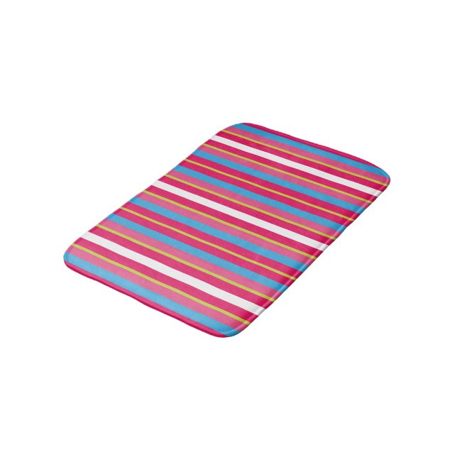 Fun Colorful Multi Stripes Bath Mat (Angled)