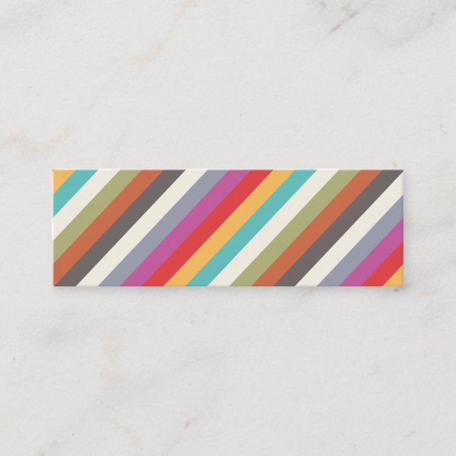 Fun Colorful Multi Stripes  Mini Business Card (Front)