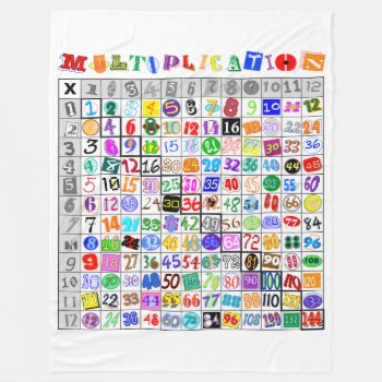 Fun Colorful Multiplication Table Fleece Blanket by judgeart at Zazzle