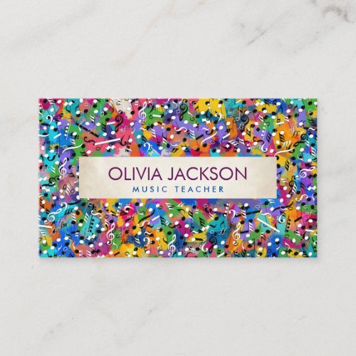 Fun Colorful Music Notes pattern  Business Card