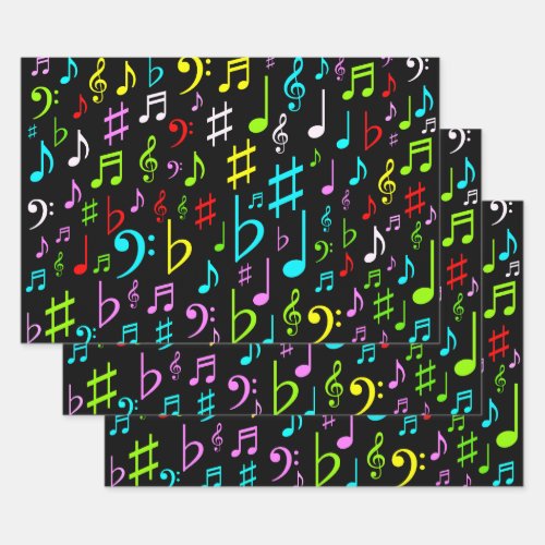 Fun Colorful Music Notes  Symbols Wrapping Paper
