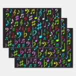 [ Thumbnail: Fun, Colorful Musical Notes & Symbols Pattern Wrapping Paper Sheets ]