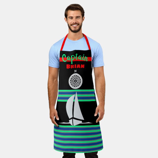 Fun Colorful Nautical Themed Apron (Worn)