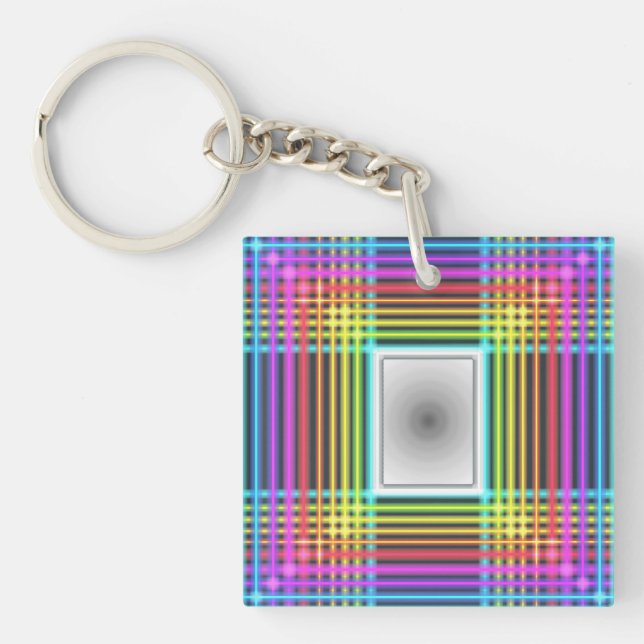 fun, colorful neon lights on acrylic keychain (Front)